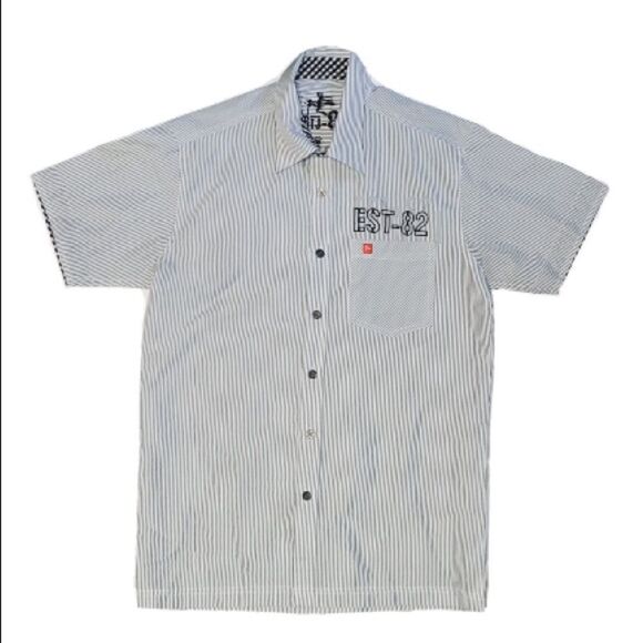Blue Toms Jeans stripe shirt M - Picture 1 of 3